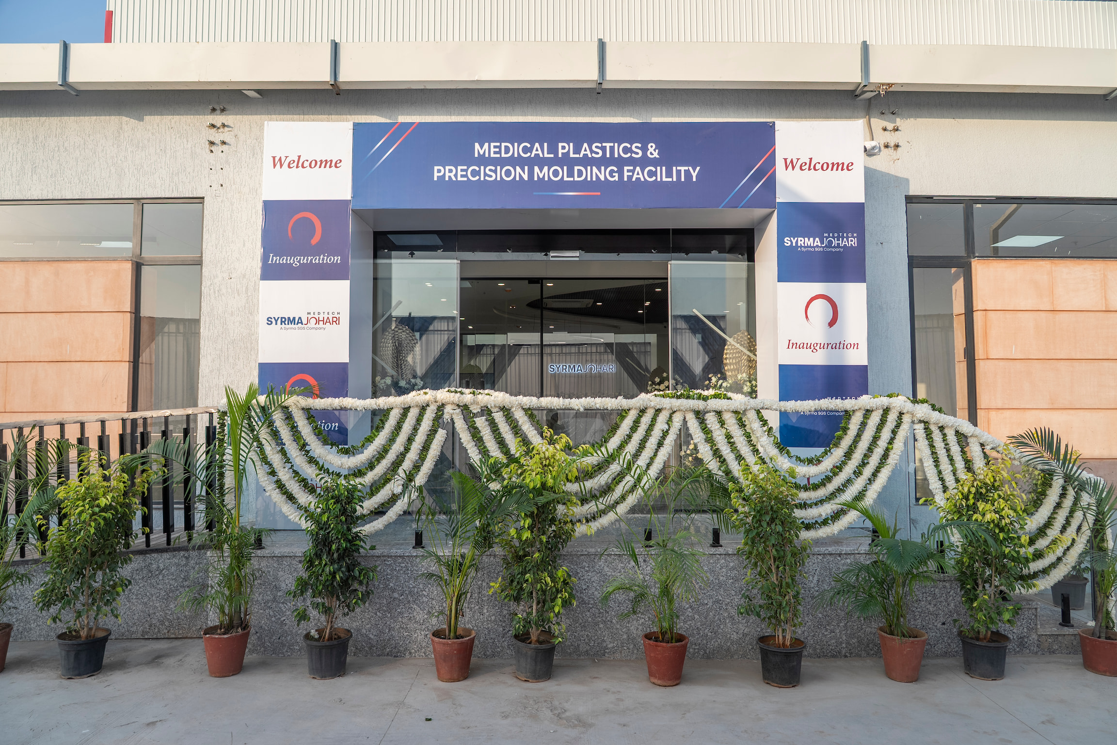Decorated entrance of the medical plastics and precision molding facility